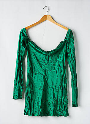 Top guler rotund mâneci lungi verde SANS MARQUE femeie