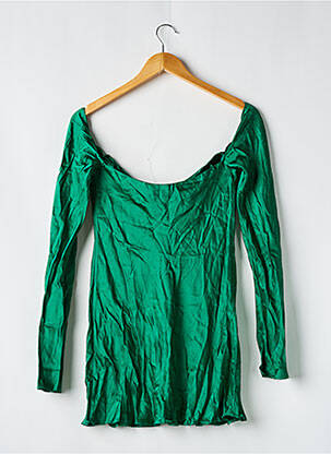 Top guler rotund mâneci lungi verde SANS MARQUE femeie
