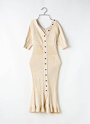 Rochie midi mâneci scurte mâneci scurte bej CHIC WISH femeie