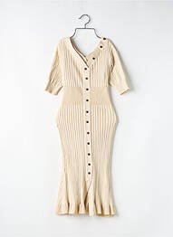 Rochie midi mâneci scurte mâneci scurte bej CHIC WISH femeie
