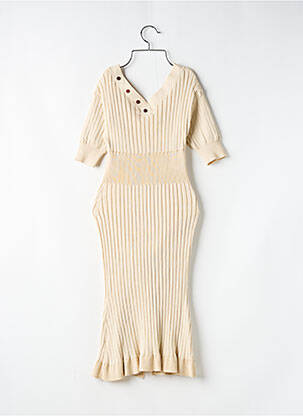 Rochie midi mâneci scurte mâneci scurte bej CHIC WISH femeie