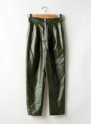 Pantalon drept talie cu cleme talie înaltă verde MAJORELLE femeie