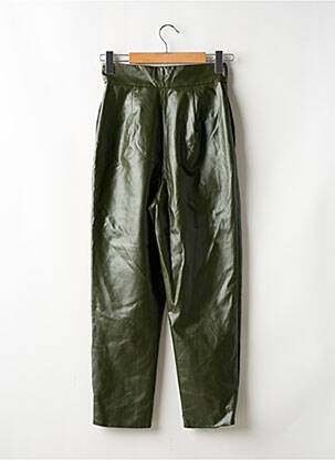 Pantalon drept talie cu cleme talie înaltă verde MAJORELLE femeie