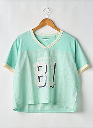 Tricou guler în v mâneci scurte verde GUESS femeie