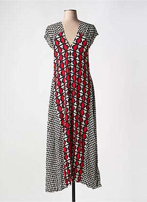 Rochie lungă țesătură poplin mâneci scurte roșu APRIL VINTAGE femeie