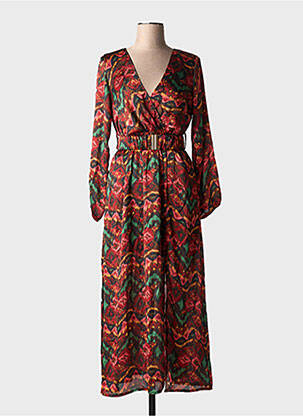 Rochie midi imprimeu fantezie mâneci lungi negru LILIE ROSE femeie