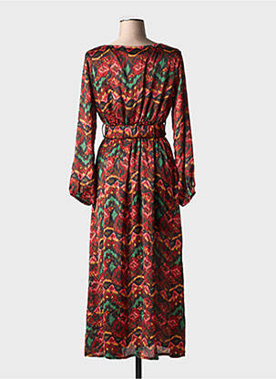Rochie midi imprimeu fantezie mâneci lungi negru LILIE ROSE femeie