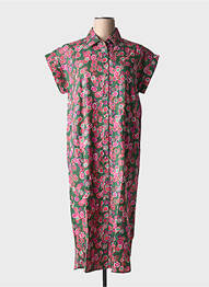 Rochie midi imprimeu floral mâneci scurte verde EMI-JO femme