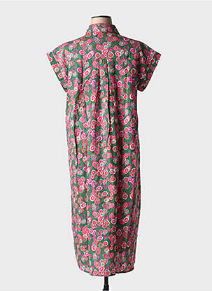 Rochie midi imprimeu floral mâneci scurte verde EMI-JO femeie
