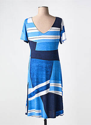 Rochie midi imprimeu fantezie mâneci scurte albastru MARBLE femeie