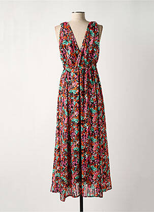Rochie lungă imprimeu fantezie fără mâneci portocaliu LILIE ROSE femeie