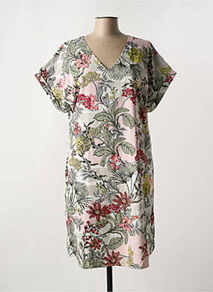 Rochie midi imprimeu floral mâneci scurte verde ORIENTIQUE NATURALLY femeie