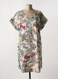Rochie midi imprimeu floral mâneci scurte verde ORIENTIQUE NATURALLY femeie
