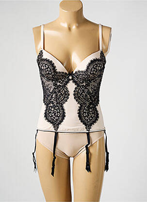 Corset/jartieră efect material satinat bej AMBRA femeie
