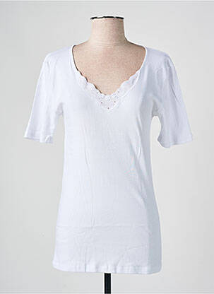 Tricou guler în v mâneci scurte alb AVET femeie
