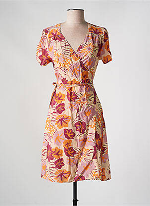 Rochie midi imprimeu floral mâneci scurte portocalie RAGWEAR femeie