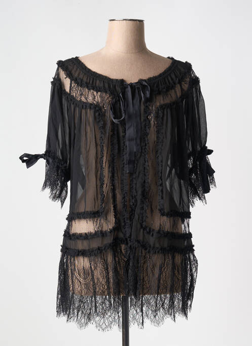 Halat de casă închidere cu legături de legat negru MARJOLAINE femme