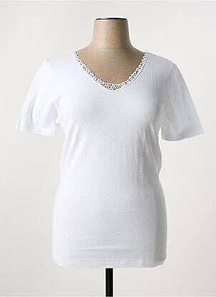 Tricou guler în v mâneci scurte alb MADIVA femeie