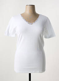 Tricou guler în v mâneci scurte alb MADIVA femme
