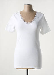 Tricou guler în v mâneci scurte alb MADIVA femme