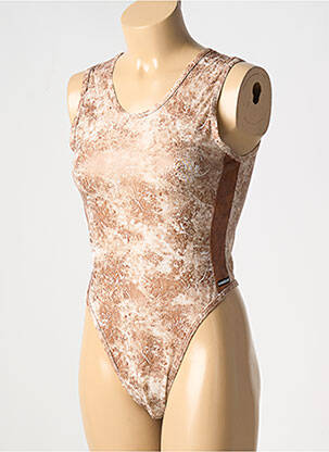 Body de lenjerie efect material satinat maro MANSTORE femeie