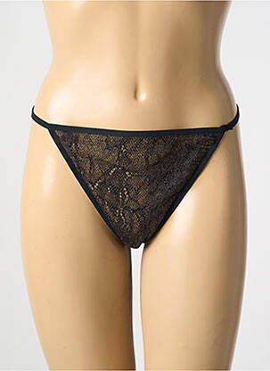 Tanga efect material satinat negru MARJOLAINE femeie