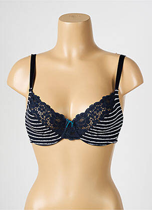 Sutien efect material satinat sutien cupe întregi cu decolteu înalt albastru PASSIONATA femeie