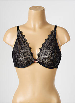 Sutien efect material satinat sutien cupe întregi cu decolteu înalt negru PASSIONATA femeie