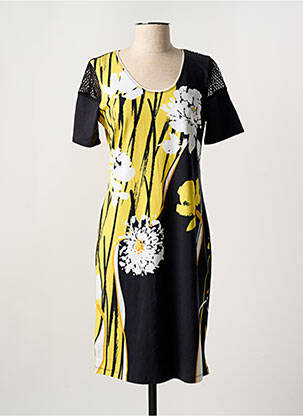 Rochie midi imprimeu floral mâneci scurte negru DOLCEZZA femeie