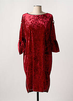 Rochie midi mâneci 3/4 mâneci 3/4 roșu COTTONADE femeie
