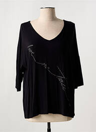 Tricou imprimeu fantezie mâneci 3/4 negru EGO femme