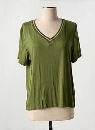 Tricou guler în v mâneci scurte verde MARINA V femeie