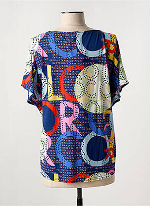 Tricou croială dreaptă mâneci scurte albastru VANGO femeie