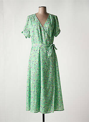 Rochie lungă mâneci scurte mâneci scurte verde LEO & UGO femeie