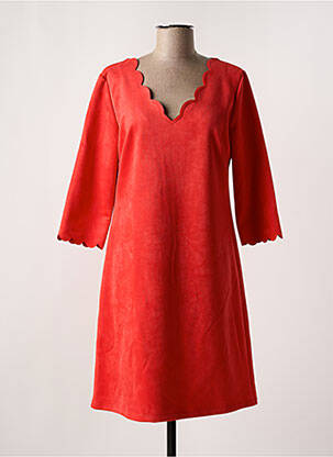 Rochie midi mâneci 3/4 mâneci 3/4 portocaliu HALOGENE femeie