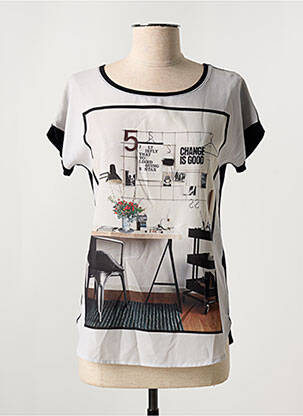Tricou imprimeu fantezie mâneci scurte negru JEAN DELFIN femeie