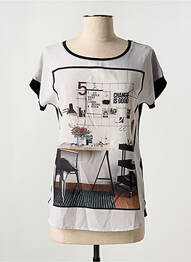 Tricou imprimeu fantezie mâneci scurte negru JEAN DELFIN femeie