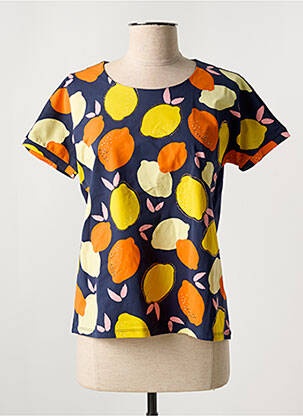 Tricou imprimeu fantezie mâneci scurte albastru LEO & UGO femeie