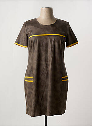 Rochie midi mâneci scurte mâneci scurte maro HALOGENE femeie