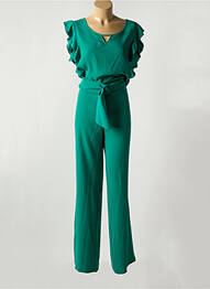 Salopetă-pantalon închidere cu nasturi la spate mâneci scurte verde DIVAS femme