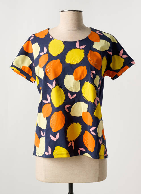 Tricou imprimeu fantezie mâneci scurte albastru LEO & UGO femme