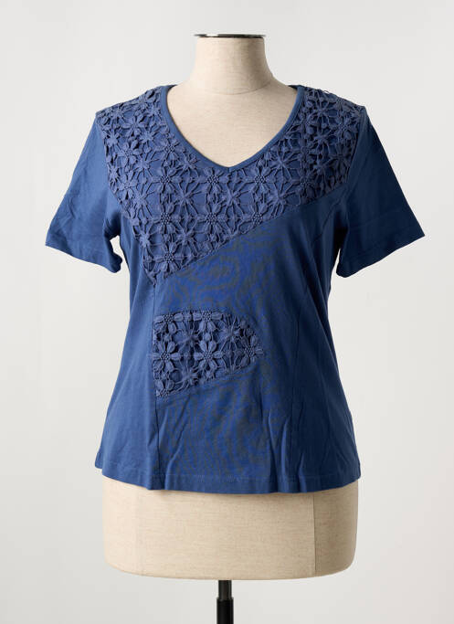 Tricou guler în v mâneci scurte albastru FIGURE LIBRE femme