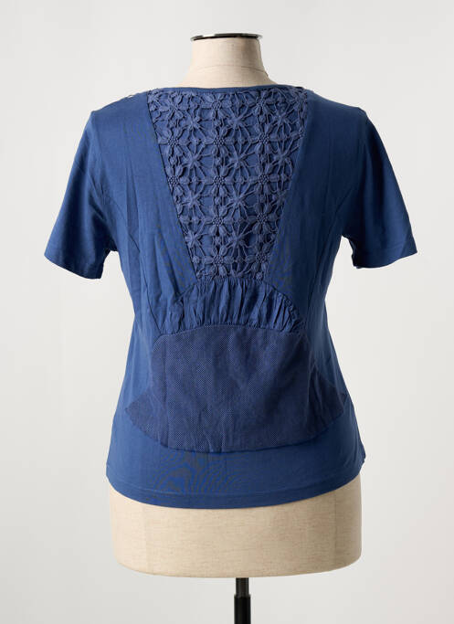 Tricou guler în v mâneci scurte albastru FIGURE LIBRE femme