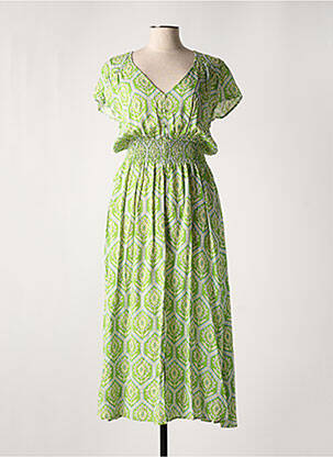 Rochie lungă mâneci scurte mâneci scurte verde IMPAQT femeie