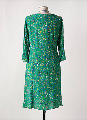 Rochie midi imprimeu floral mâneci 3/4 verde DIVAS femeie