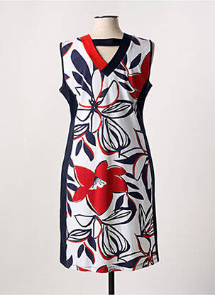 Rochie midi imprimeu floral mâneci scurte albastru DOLCEZZA femeie