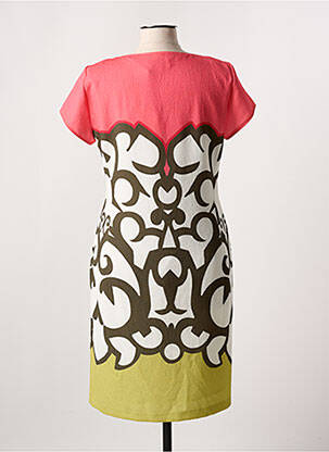 Rochie midi imprimeu fantezie mâneci scurte roz DIVAS femeie