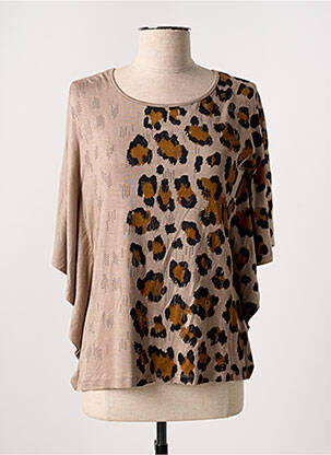 Tricou mâneci 3/4 mâneci 3/4 maro LEO & UGO femeie
