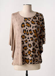 Tricou mâneci 3/4 mâneci 3/4 maro LEO & UGO femme
