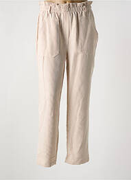 Pantalon drept elasticitate talie înaltă bej AN' GE femme